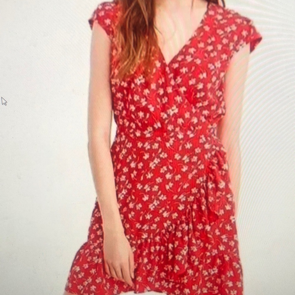 Floral Red Wrap Dress